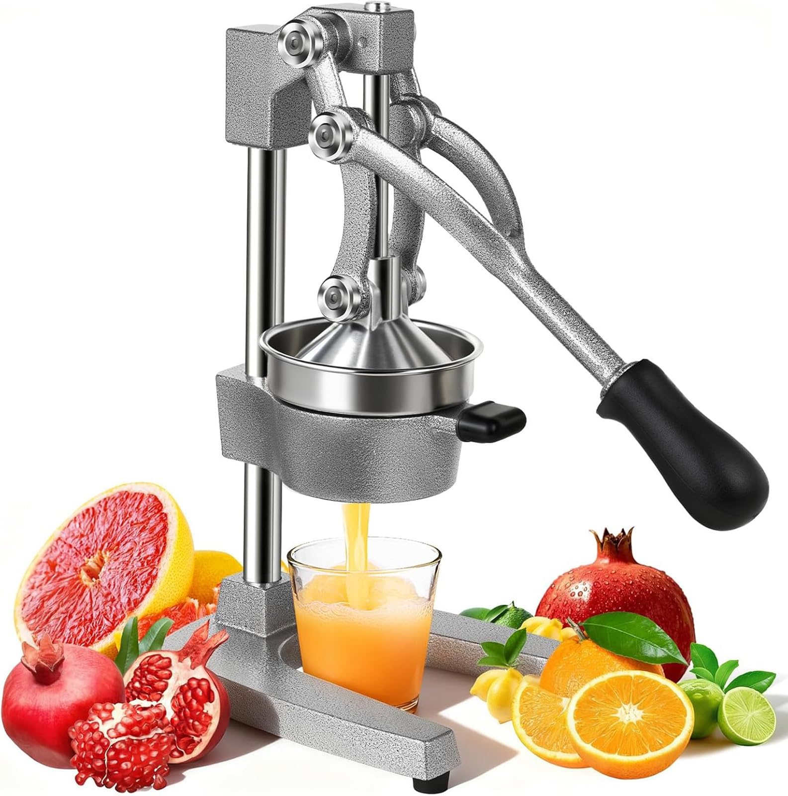 Spremiagrumi manuale, spremiagrumi per mandarini, spremiagrumi professionale, spremiagrumi arancione di grado commerciale, con filtro in acciaio inossidabile 304, adatto per casa, caffè e bar (grigio