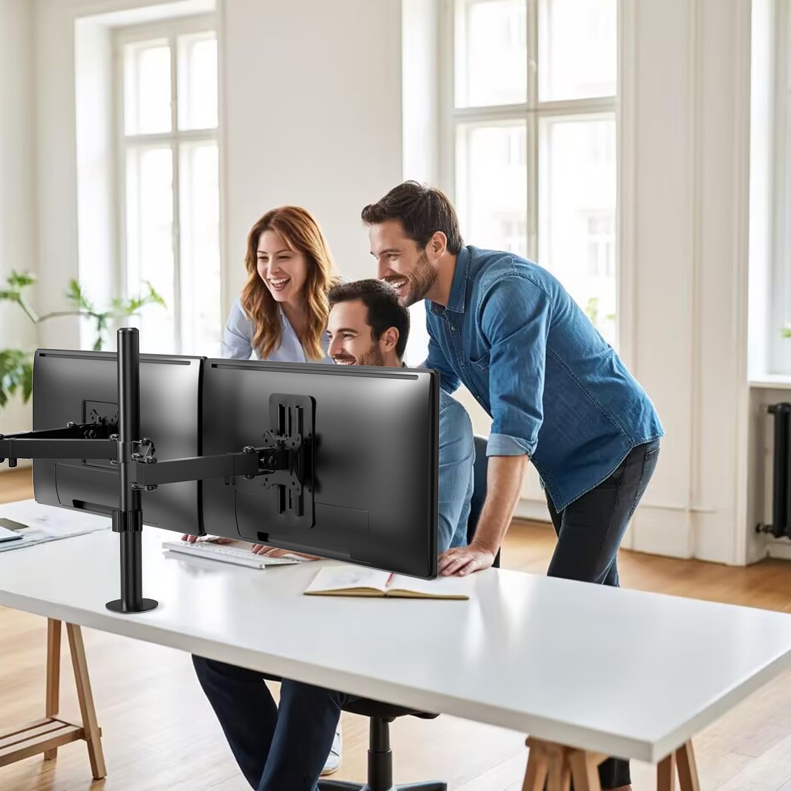 Adapter VESA z regulacją wysokości do monitorów 13-27 cali, Max. 8 kg | Uchwyt VESA z regulacją pionową 15 cm, kompatybilny z VESA 75x75/100x100 mm, czarny