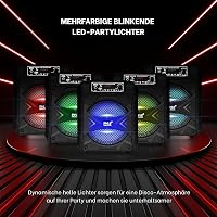 Pyle Party Box Bluetooth Hangszóró - 300W Hordozható PA Rendszer, 8" Mélynyomó, Karaoke Funkció, Parti Fényekkel, MP3/USB, FM Rádió, Újratöl 4