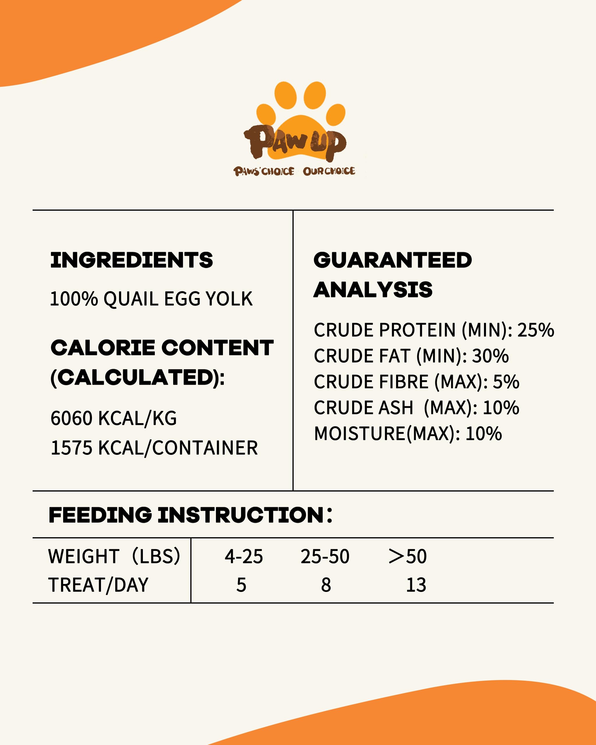 PAWUP - Freeze Dried Quail Egg Yolk Pet Treats, Freeze Dried Food for Dogs and Cats, Pure Fresh Ingredient,