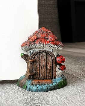 Lulu Decor, 100% Cast Iron House Fairy Door Decorative Door Stopper 4 lbs 5 oz Mushroom Design