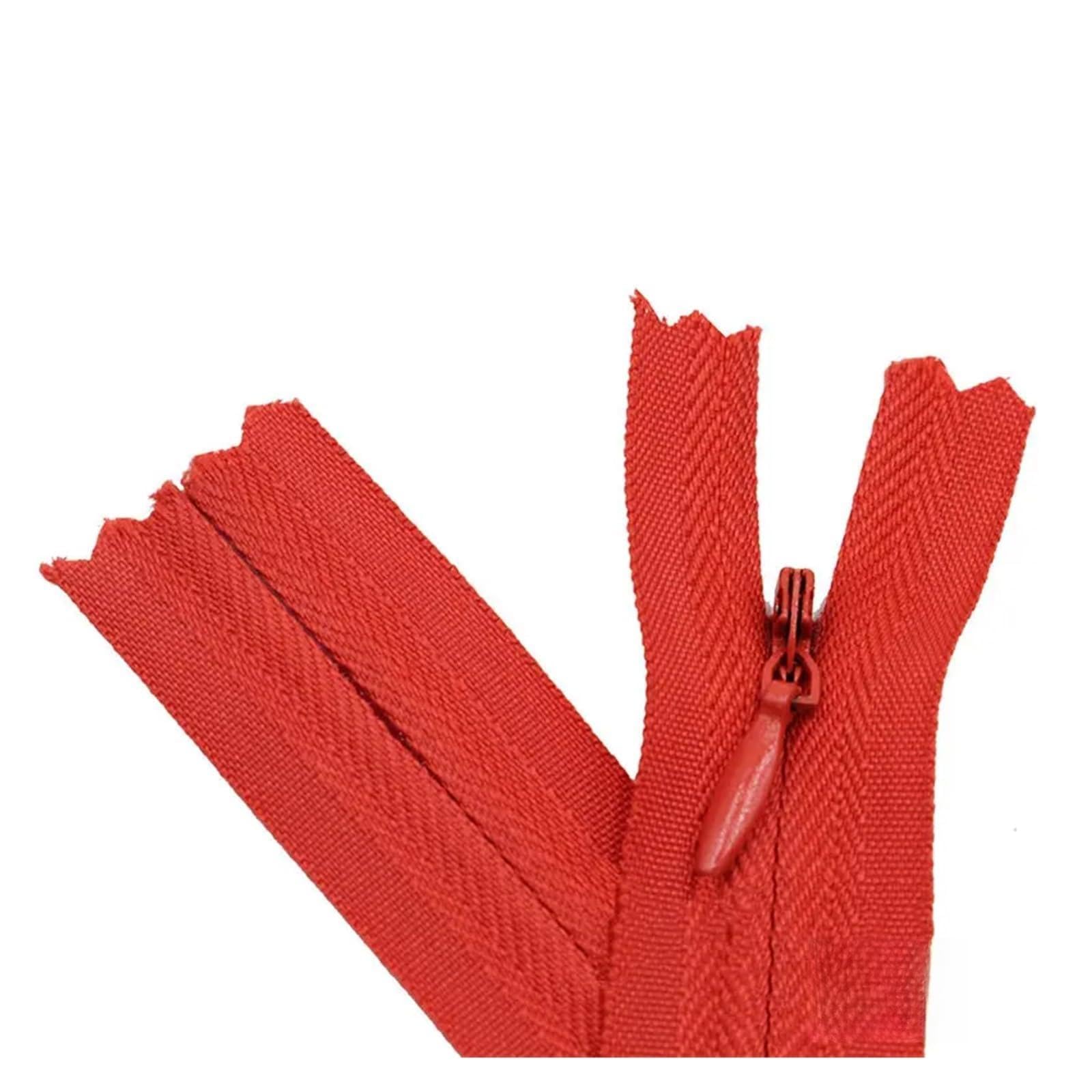 Zippers Sewing, Invisible Nylon Coil Zippers Pack of 20 Multicolor 28-60cm(Red,28CM)