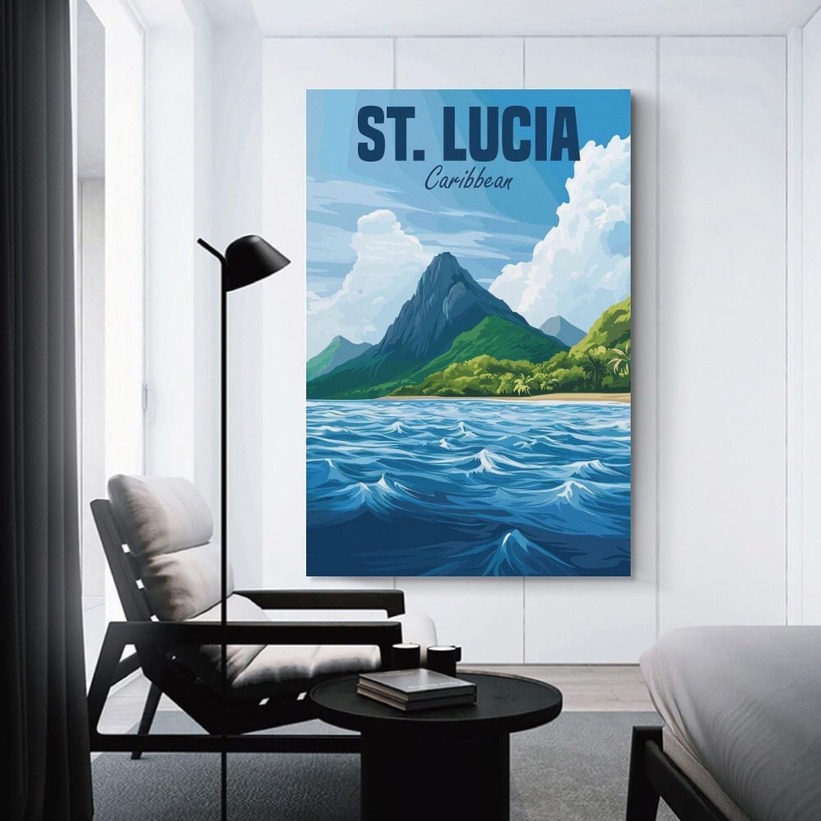 Junmoney Decorative Canvas Print St. Lucia Caribbean Island, 16x24inch(40x60cm), for Office, Study Or Home Workspace, Decorative Artwork for Productive Spaces