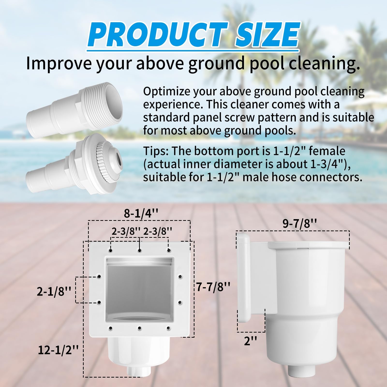 SP1091LX Kit universal de skimmer para piscina sobre el suelo con accesorios, compatible con aberturas de pared estándar de 6 pulgadas, sustituye a los modelos SP1090, SP1091ES, SP1095ES