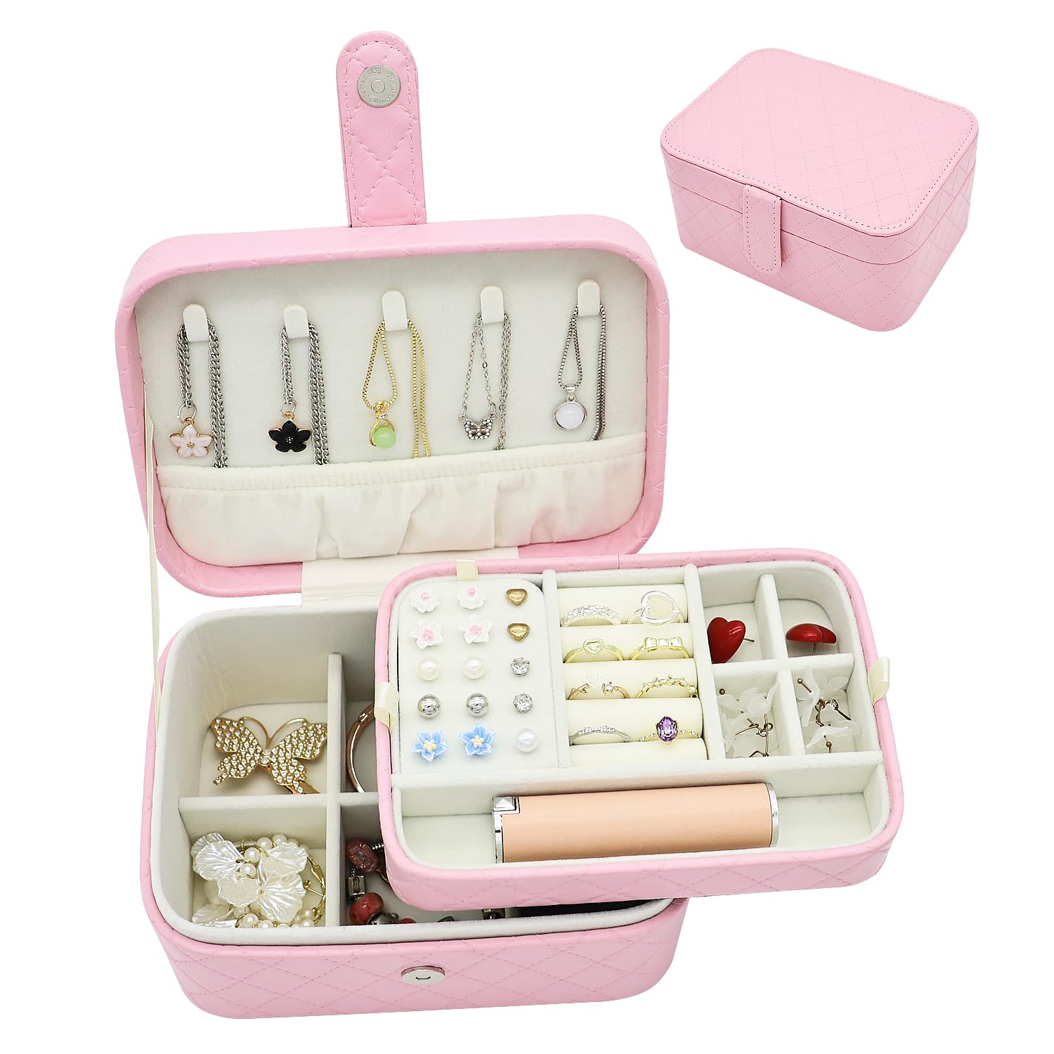 Boxudeli Schmuckkästchen, 2-Ebenen Schmuck-Organizer, Mittel