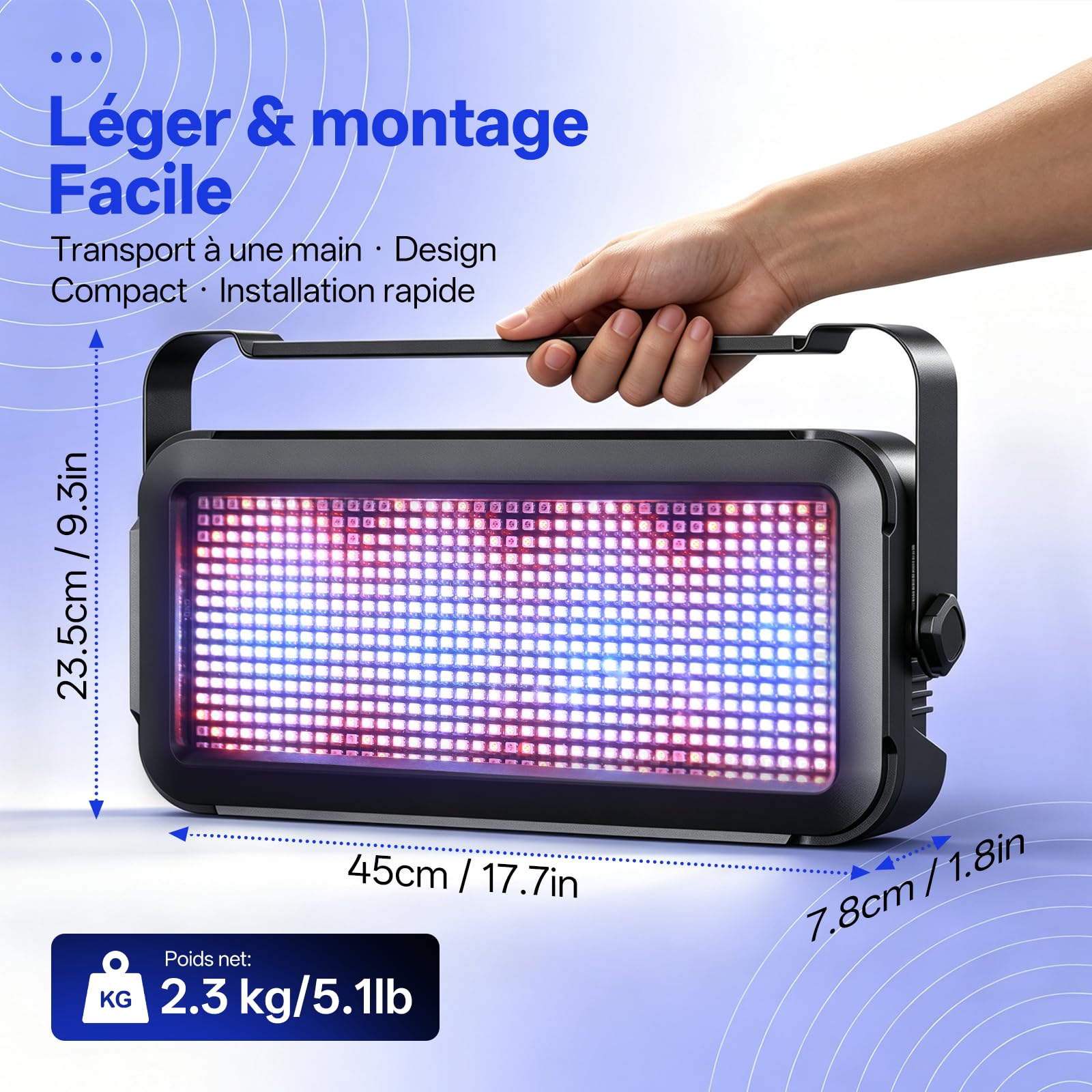 120W Wallwasher LED pour Extérieur, 640 x 0.5W RGB LEDs Stroboscope avec Son Activé et 32 Effets Lumineux, Éclairage Lumière de Scène DMX pour Fêtes Mariages Halloween Noël Jardin Terrasse