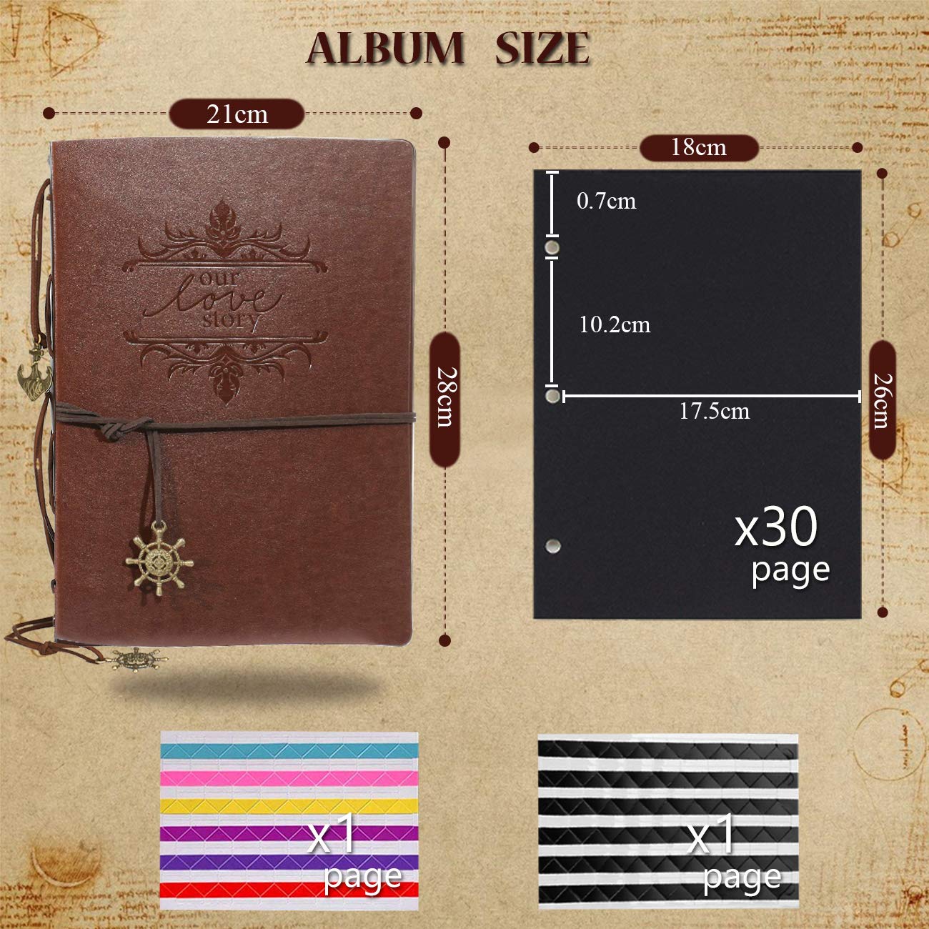 AIOR Ślubny album do scrapbookingu, skórzany, z czarnymi stronami, planer ślubny, prezenty ślubne dla panny młodej i pana młodego, na rocznicę ślubu dla pary, miłość