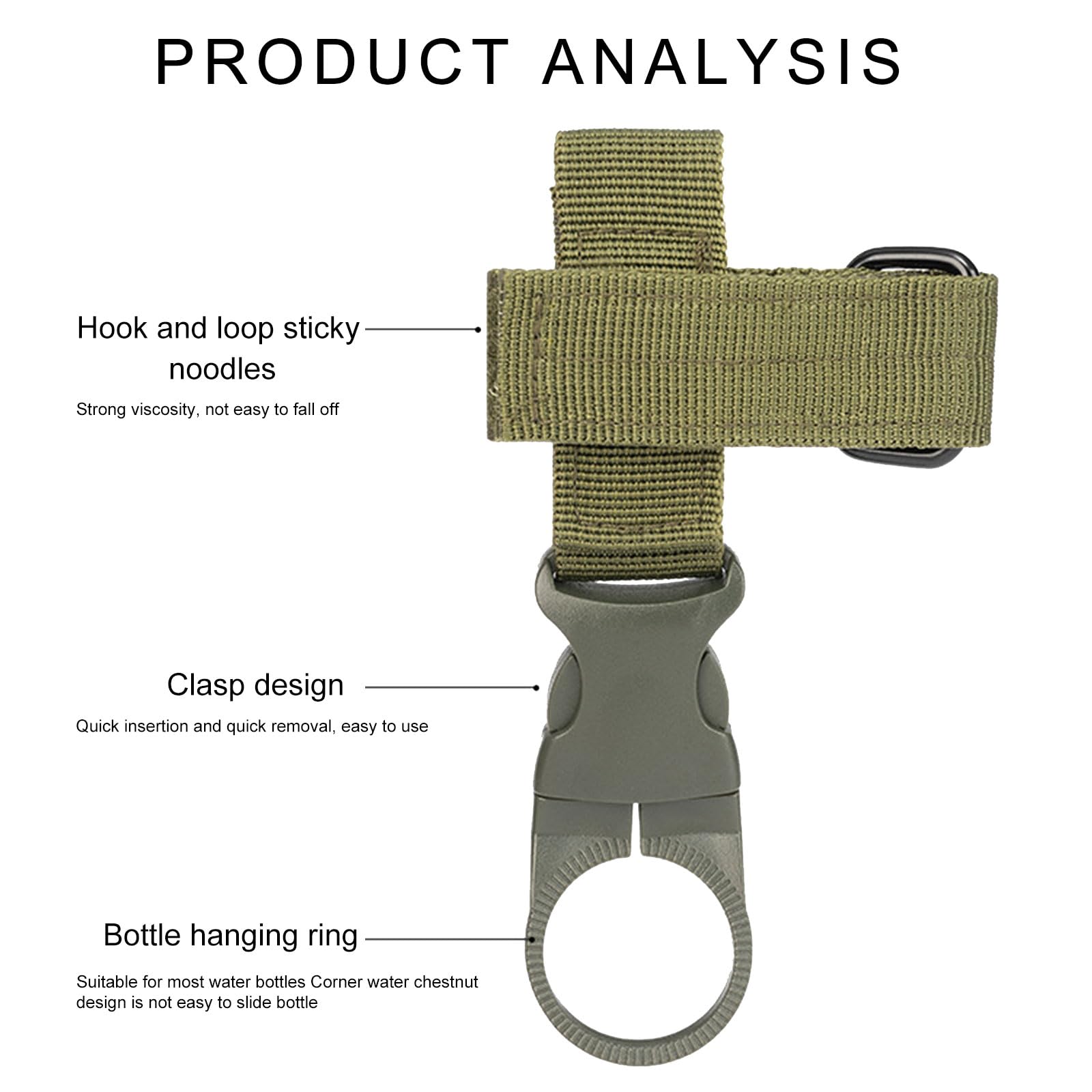 Tassety 4 Clip per Bottiglia da Appendere con Fibbia ad per Bottiglia d'Acqua Portatile, Clip per Bottiglia di Acqua Minerale per, Escursionismo, Viaggi