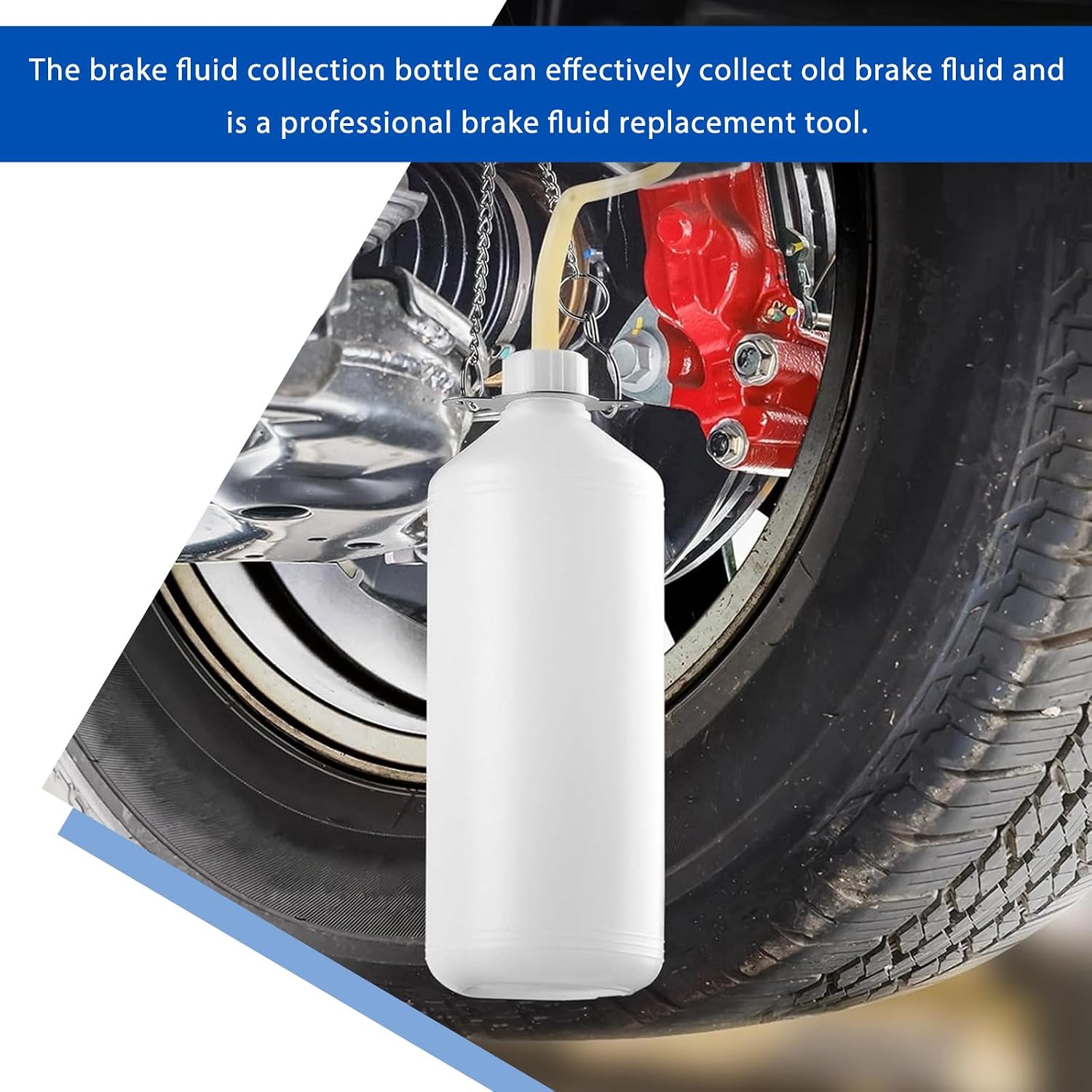 1L Brake Bleeder Bottle, Auto Fluid Pressure Bleeding Kit with 24" Tube & Rubber Connector, Plastic Fluid Bleeder for Most Cars Motorcycles Dirt Bikes Brake Systems