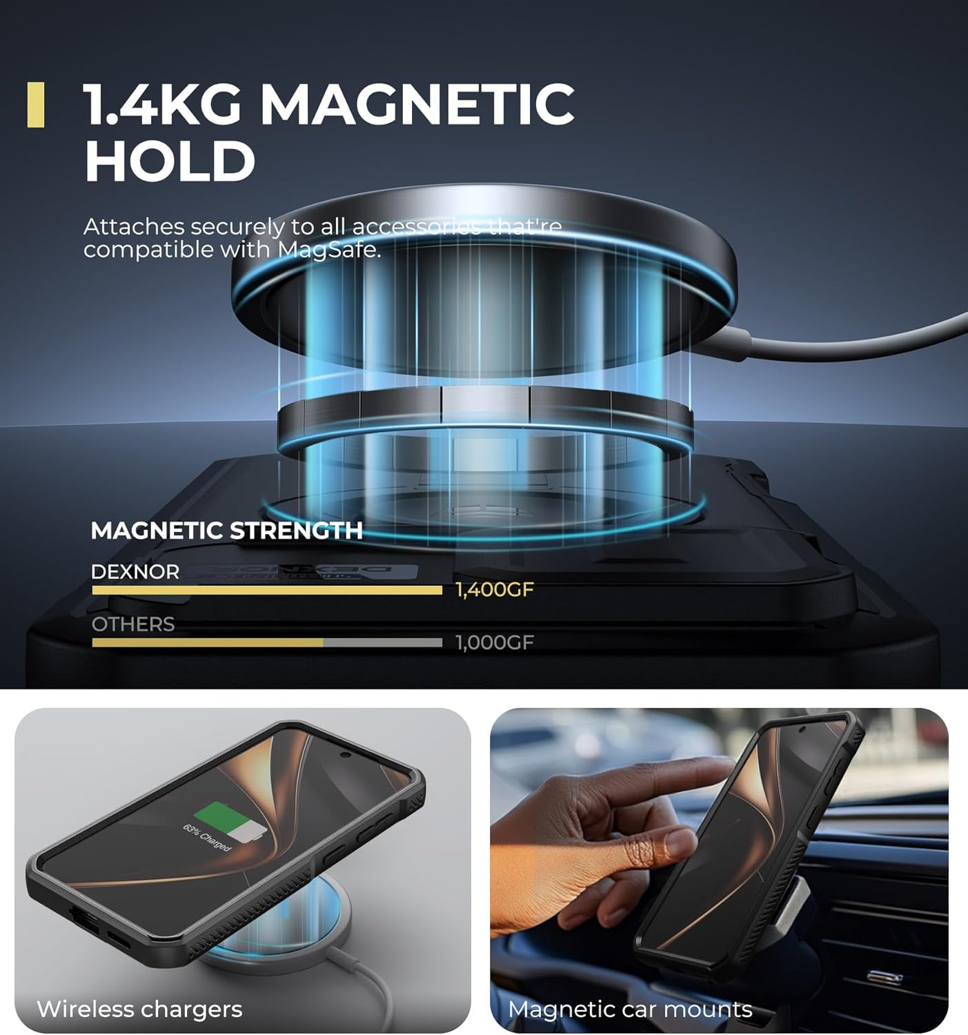 Dexnor for Samsung Galaxy S25 Case with Camera Cover & Adjustable Kickstand & Built-in Screen Protector, Magnetic Rugged Shockproof Bumper Cases Heavy-Duty Magnetic Protective Cover (2025),Black - Image 3