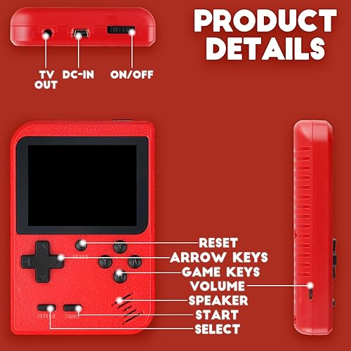 Miniatura 4 de Mini consola de juegos de mano retro con 500 juegos clásicos en 1, pantalla LCD de 3.0 pulgadas, consola de videojuegos portátil recargable de 1020