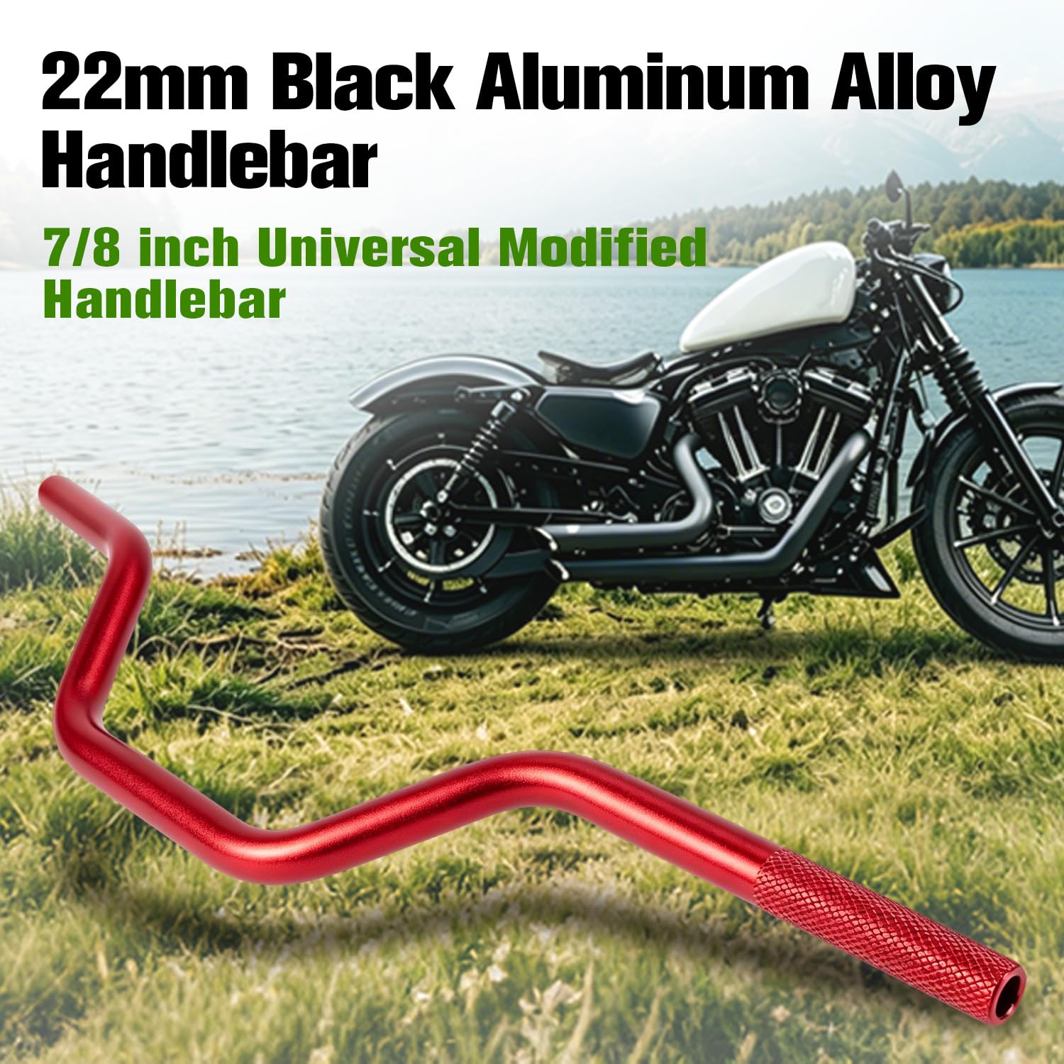 Manillar central de motocicleta de 7/8" (22 mm), universal - Rojo