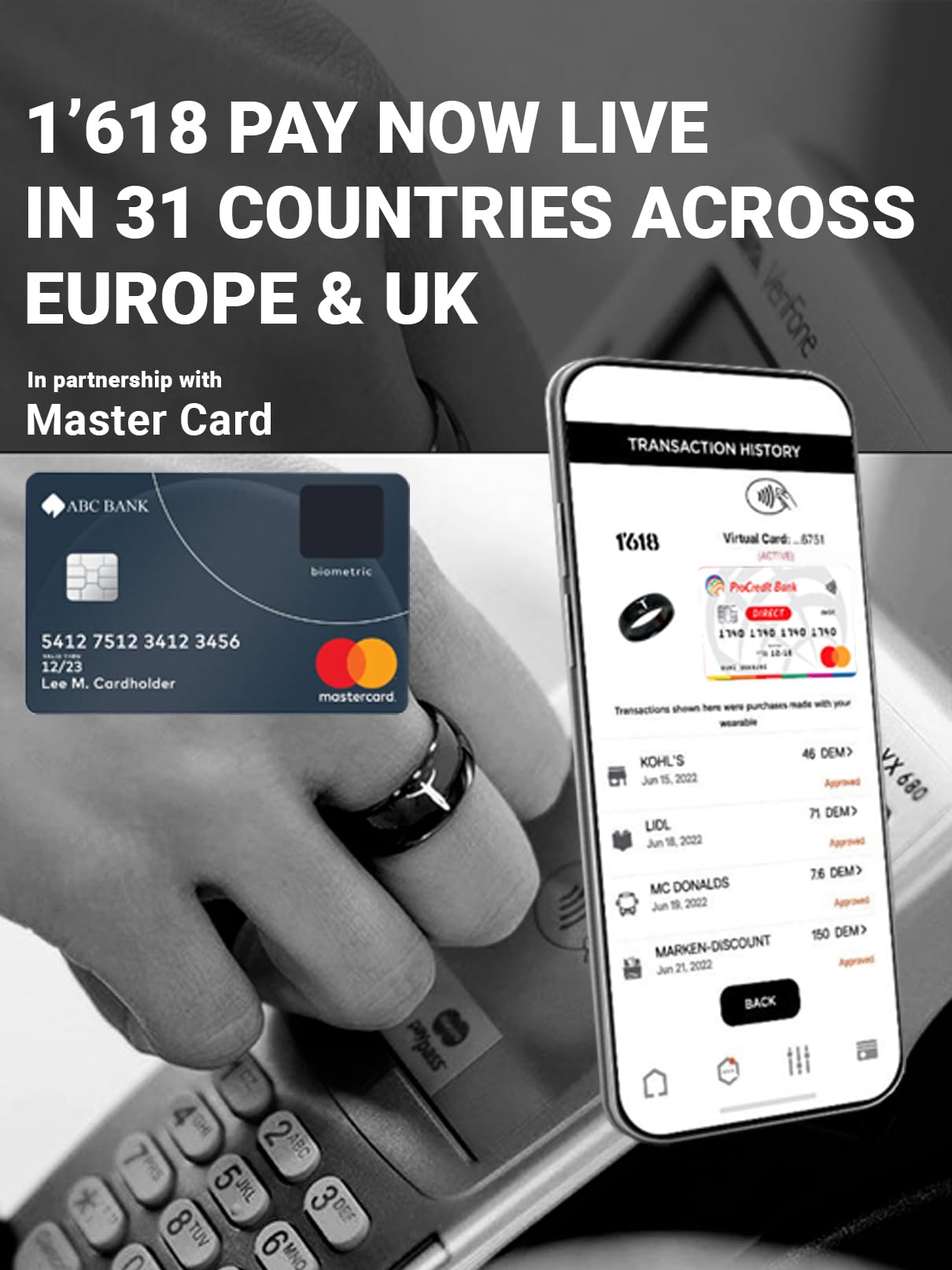 1'618 bague de paiement en céramique high-tech avec puce NFC | Paiement sans contact, durable, technologie NFC, jamais de charge, étanche