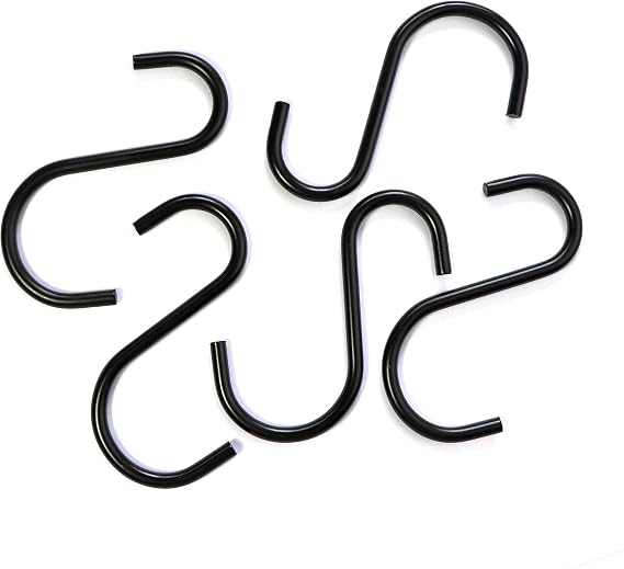 Millennial Essentials Heavy Duty S Hooks Metal S Shaped Hook Black Hanging Hooks 2.75 Hangers for Kitchenware Pots Pans Plants Bags Towels