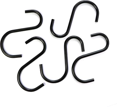 Millennial Essentials Heavy Duty S Hooks Metal S Shaped Hook Black Hanging Hooks 2.75 Hangers for Kitchenware Pots Pans Plants Bags Towels