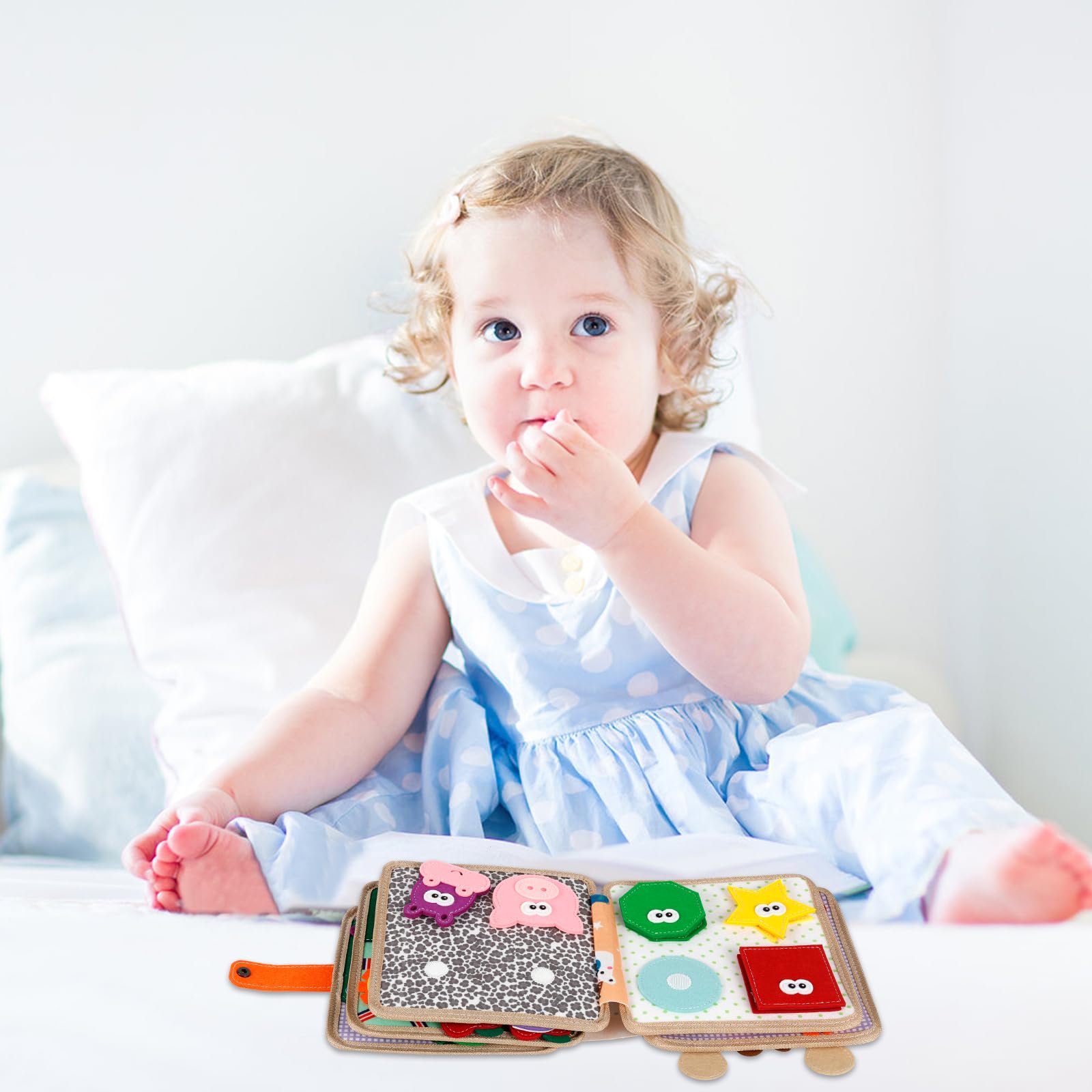 Busy Board Montessori Zabawka od 1, 2, 3 lat Książeczka aktywności z miękkiego filcu Zabawka sensoryczna dla niemowląt na wczesne rozwój i podróże, aktywności edukacyjne przedszkolne, prezent