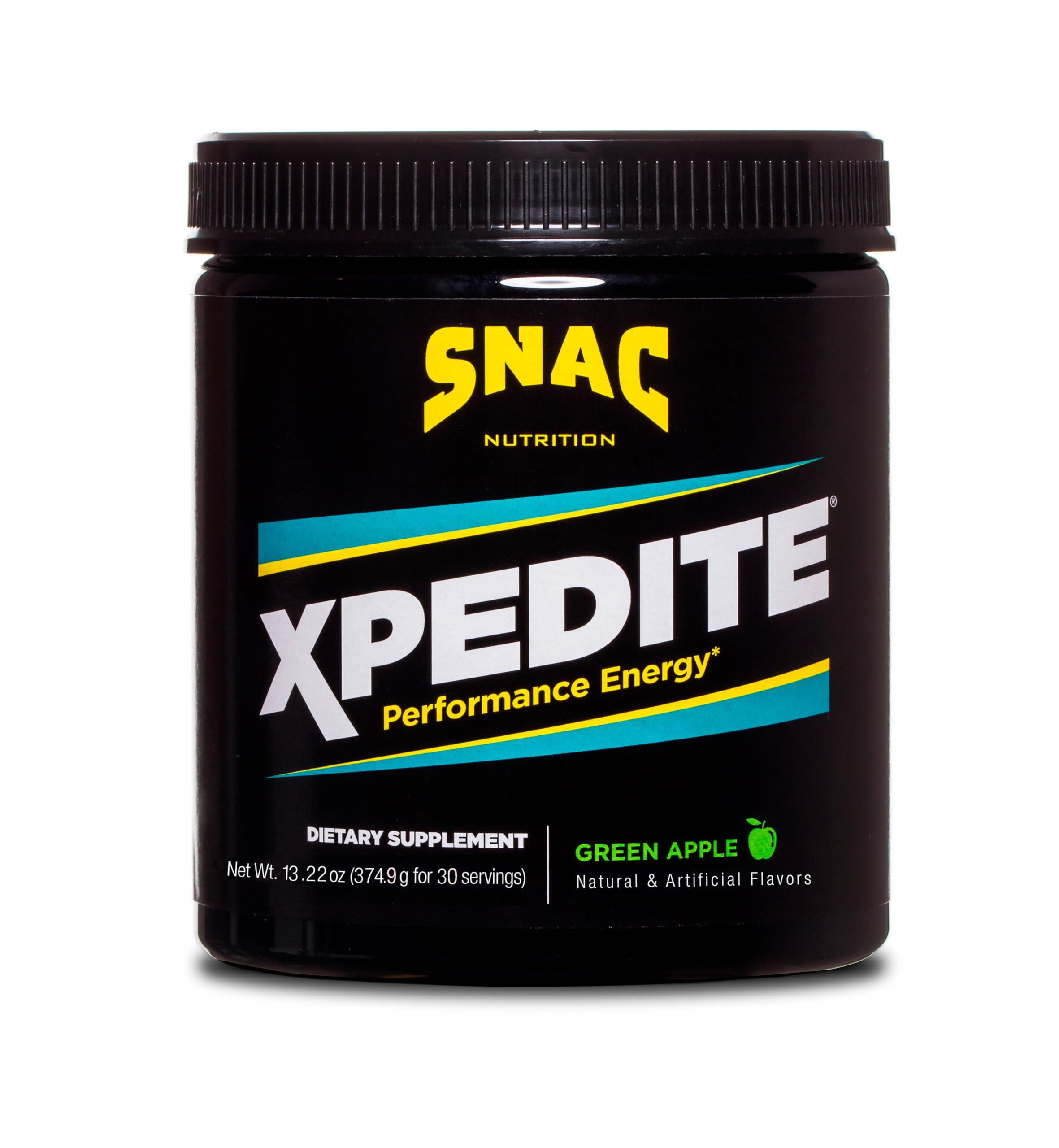 SNAC XPEDITE - Preworkout Performance Drink Supplement, Promotes Energy and Focus, Nitric Oxide Booster & Thermogenic, L-Carnitine, Beta Alanine, Green Apple Powder, (24 Servings)