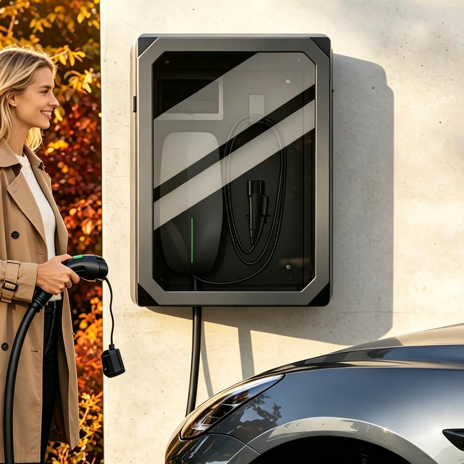 Funda para Cargador de Coche Eléctrico, Cubierta Protectora del Cargador EV, Techo Protector de la Estación de Carga de Vehículos Eléctricos, Cubierta para Wallboxs Exterior