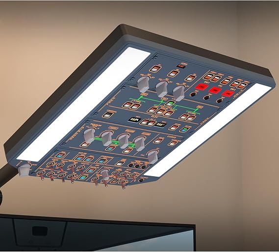 WINGFLEXSIM Flugsimulator Overheadpanel Flight Sim A320OVH Obere Bedienfeld mit IRS- und Beleuchtungsanlagen, Überkopfsimulation für PC-Flugsimulatoren, Oberflächenpanel Flight Simulator