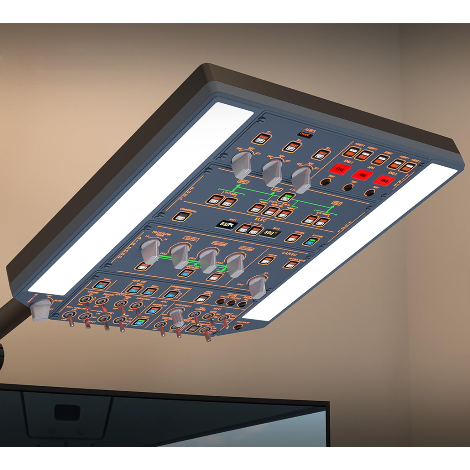 WINGFLEXSIM A320OVH Overheadpanel Flight Simulator Obere Bedienfeld mit IRS- und Beleuchtungsanlagen