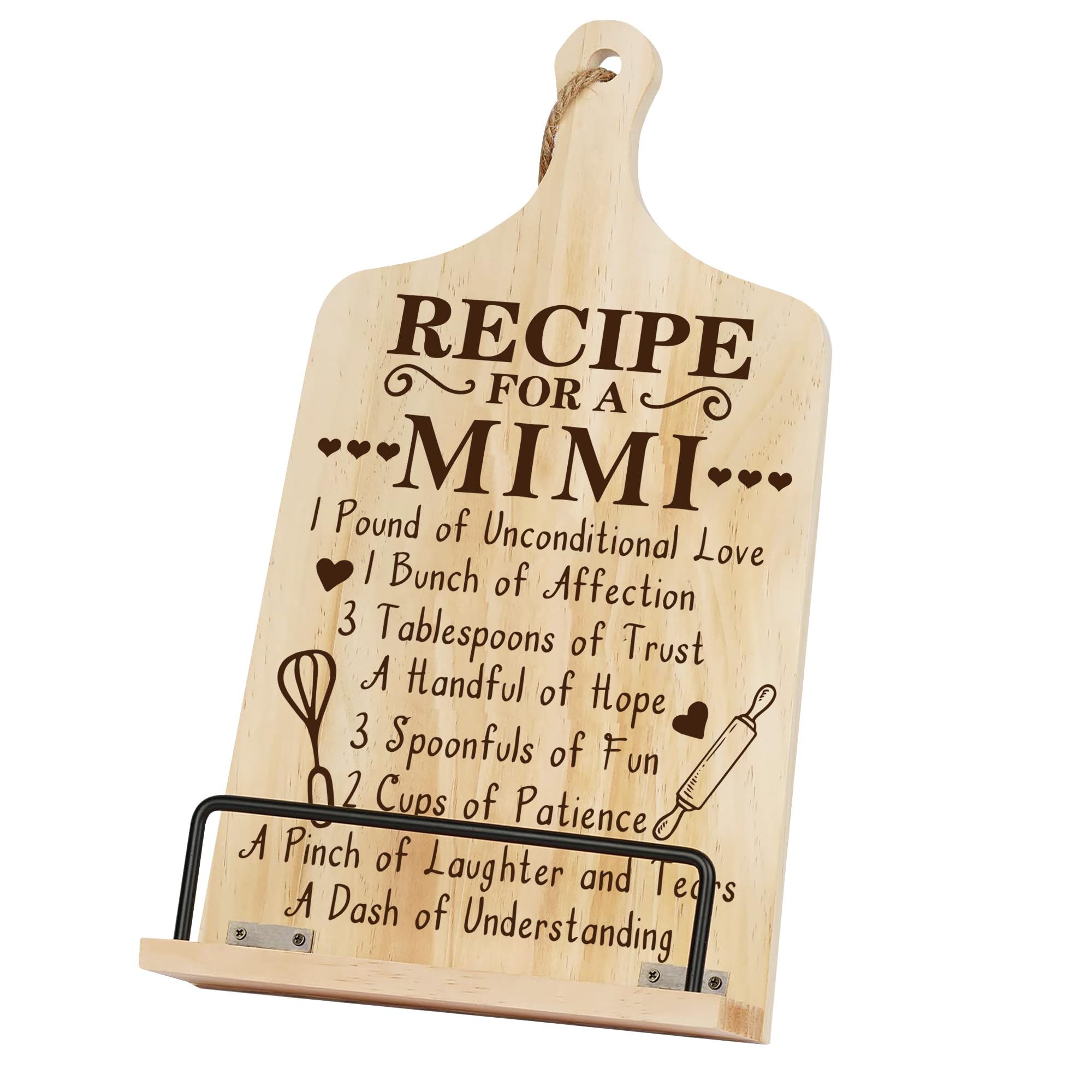 Mimi Gifts, Mimi Gifts for Mothers Day - Recipe Book, Cookbook Stand for Kitchen Counter, Present Grandma Mothers Day from Grandkids