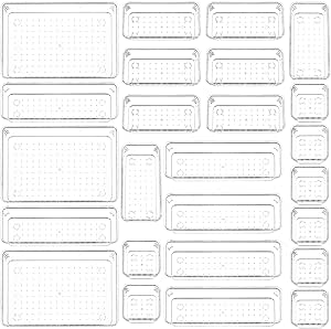25PCS Clear Plastic Drawer Organizer Set For Desk,Makeup,Jewelry - View #3