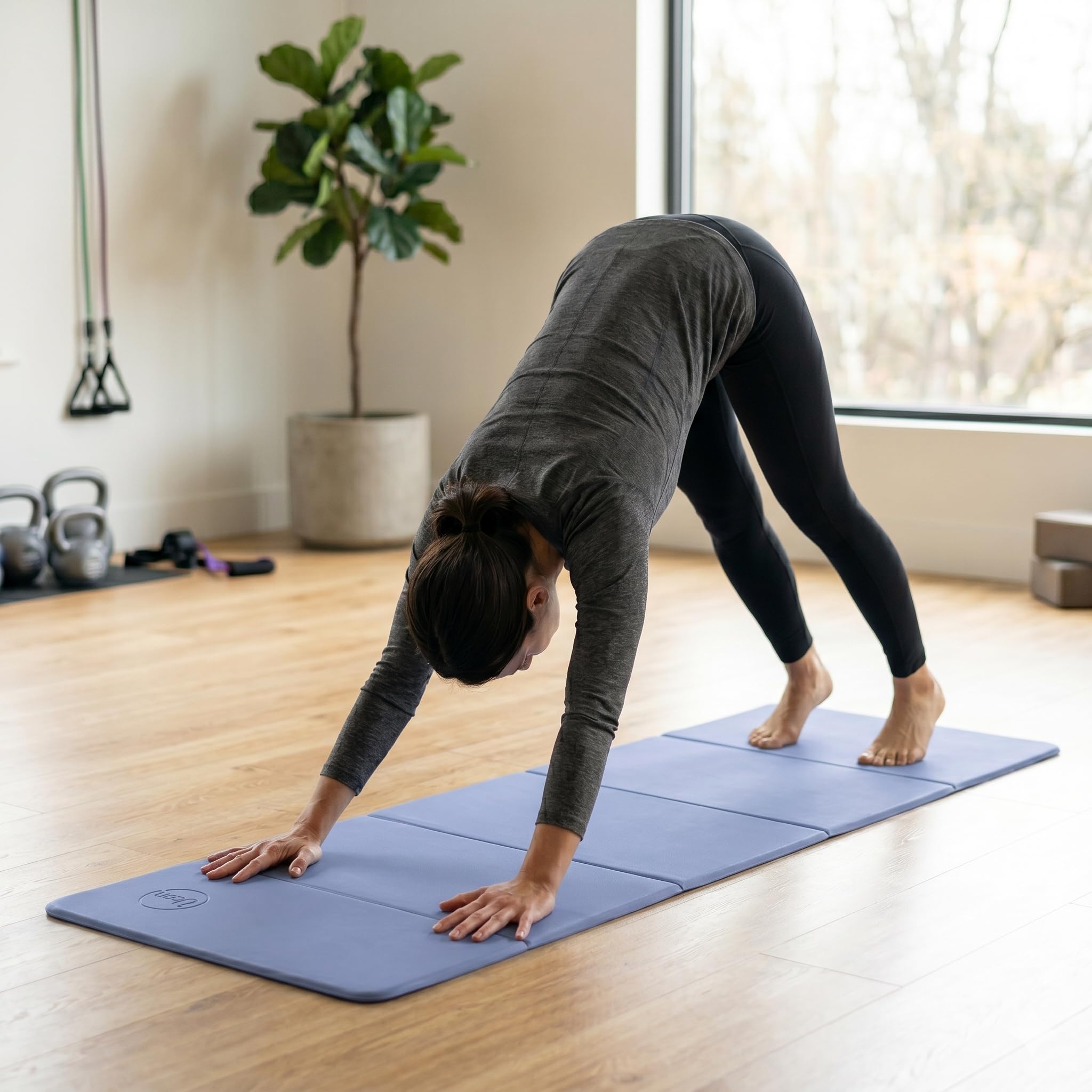 Tapete de Yoga Plegable Antiderrapante, 3mm, Portátil y Ligero, para Yoga, Pilates, Fitness y Entrenamiento en Casa o Viaje