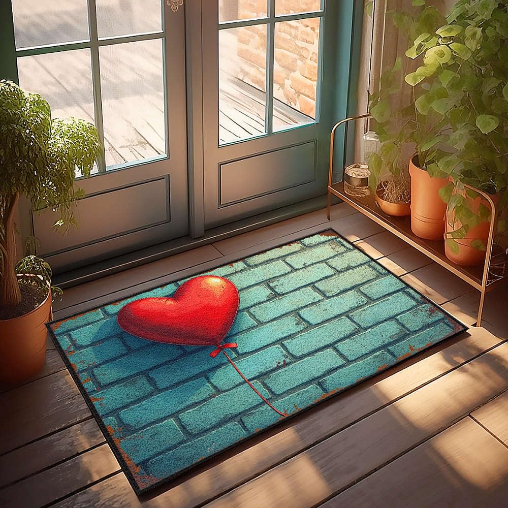 Paillasson automne ballon rouge grand tapis intérieur 65x90 pour sols propres