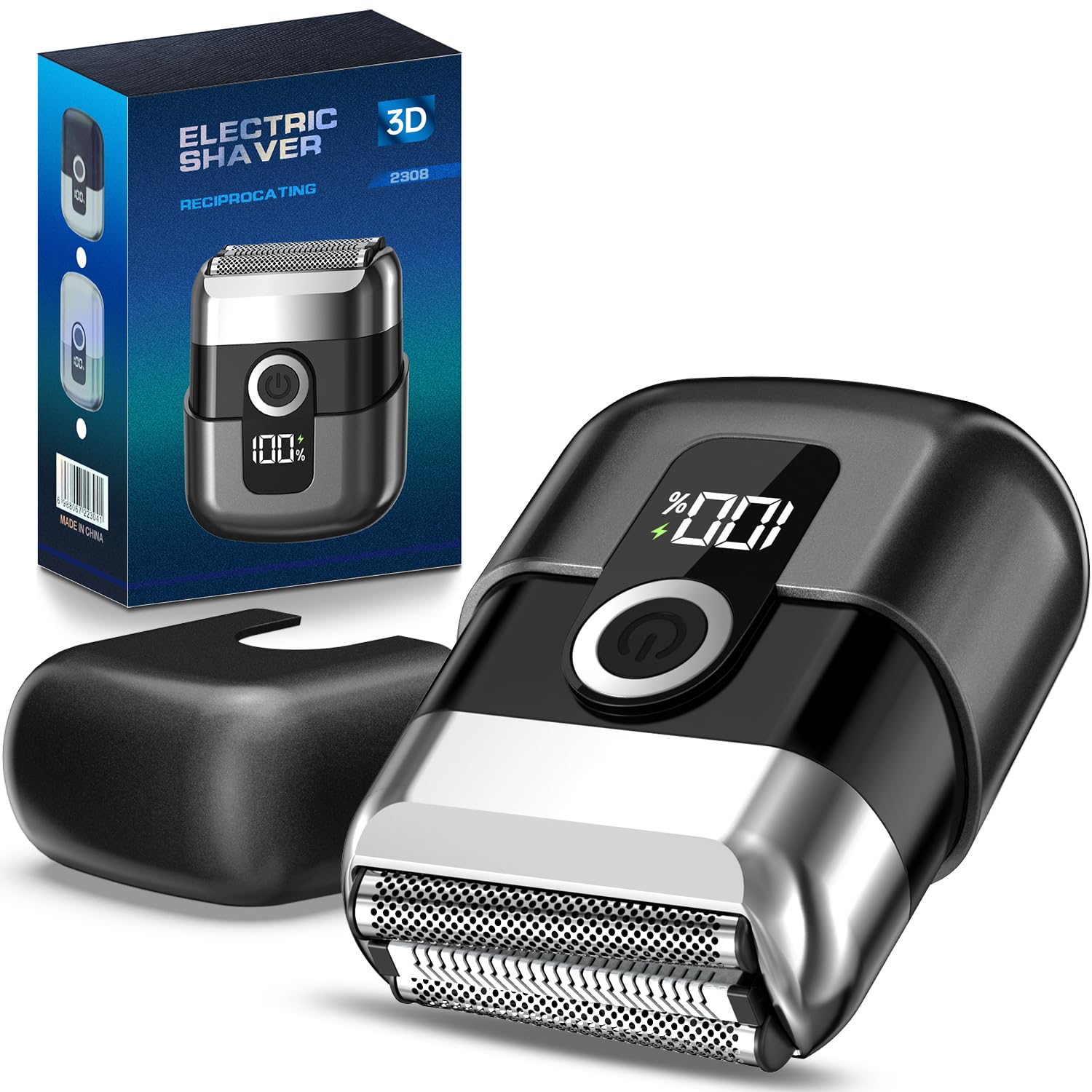 FNITAER Elektrisch Folienrasierer Herren, Tragbarer USB Mini Rasierer mit LED-Display, Elektrischer Foil Shaver, Mini Rasierer Herren Elektrisch für Gesicht,Bart und Reisen, Schwarz