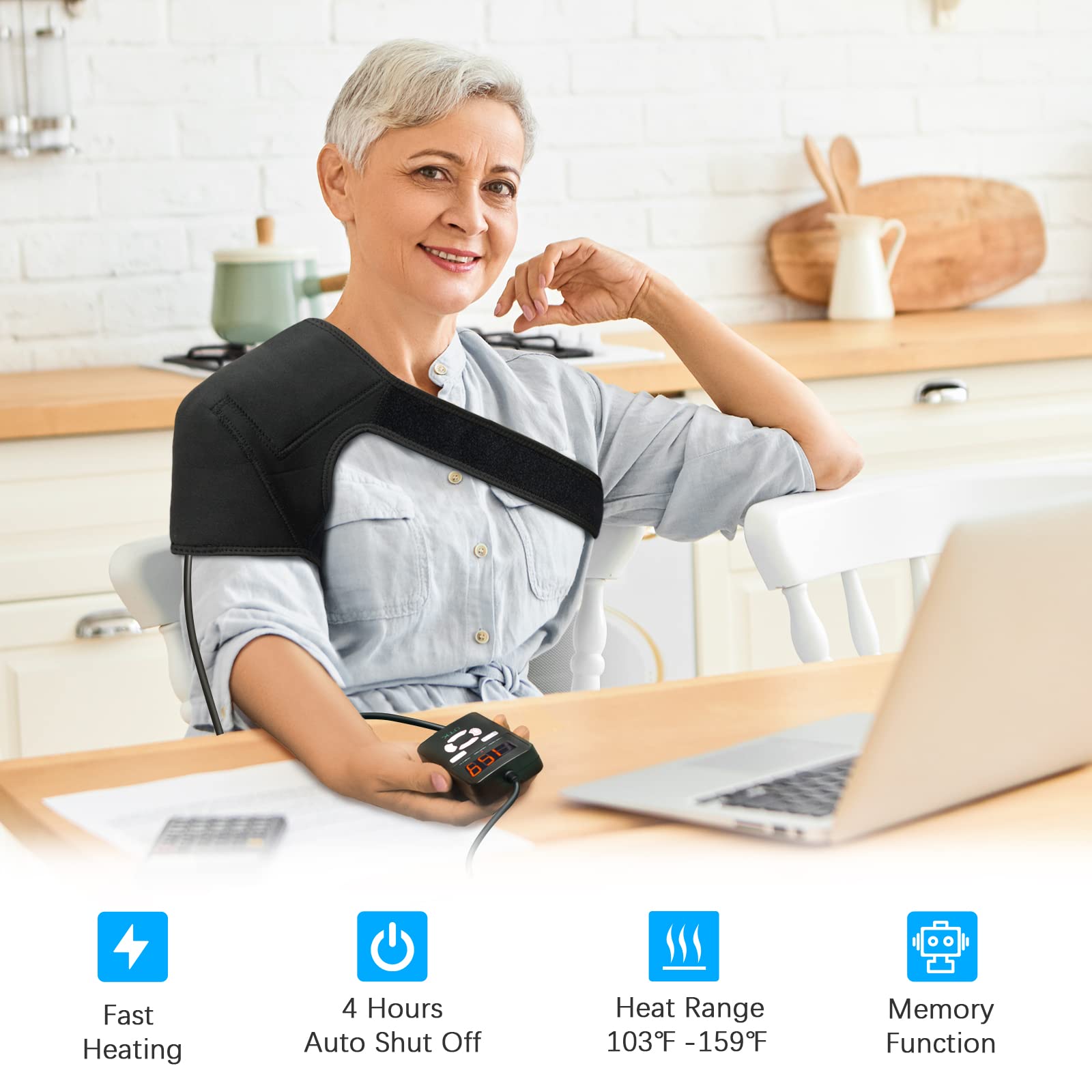 UTK Jade Infrared Rotator Cuff Heating Pad for Shoulders Pain Relief, Heated Shoulder Brace for