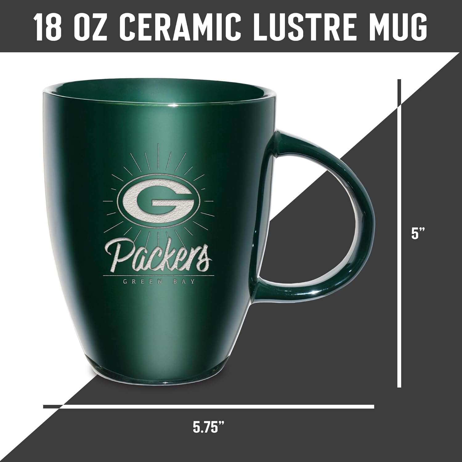 Rico Industries NFL Football Sunburst 18oz Laser Engraved Ceramic Lustre Mug - Image 5