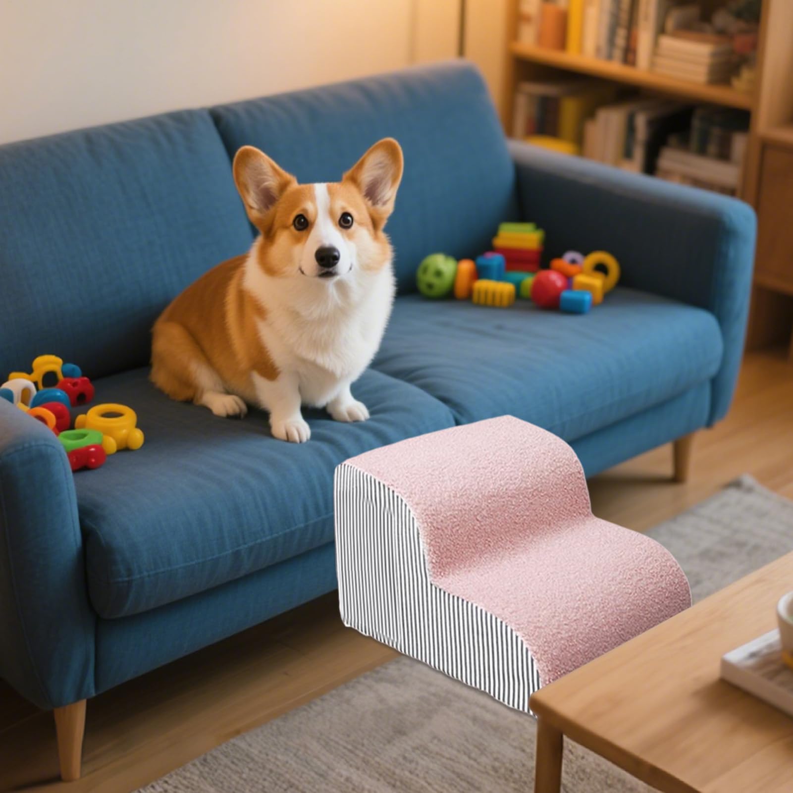 Escaleras para Perros para Camas Altas, rampa Antideslizante de 2, 3 o 4 escalones, Color Rosa, para Perros pequeños y Gatos, extraíbles y Lavables