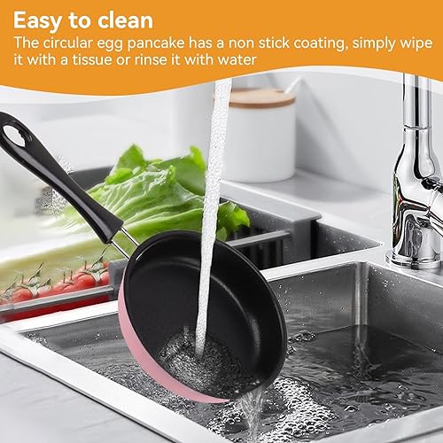 Miniatura 5 de Sartén para huevos de 4.7 pulgadas, sartén redonda antiadherente para tortilla con asa, pequeña sartén portátil para tortilla para el hogar, cocina,