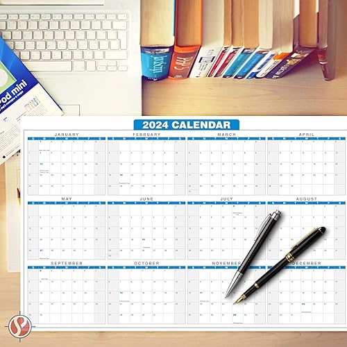 Miniatura 2 de Calendario de escritorio completo 2024, planificador de 12 meses de tamaño grande de 11 x 17 pulgadas, reversible vertical/horizontal de 2 caras,