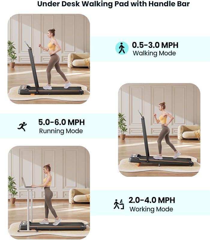 Abonow Walking Pad with Incline, Under Desk Treadmill for Home, Black image 4