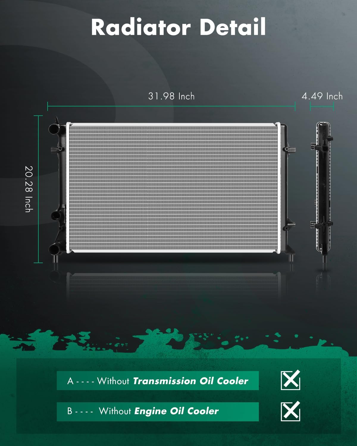 SCITOO Radiator OEM 13215 for 2012-2014 for VW for Beetle 2.5L 2011-2015 for VW for Jetta 2.0L 2011-2014 for VW for Jetta 2.5L