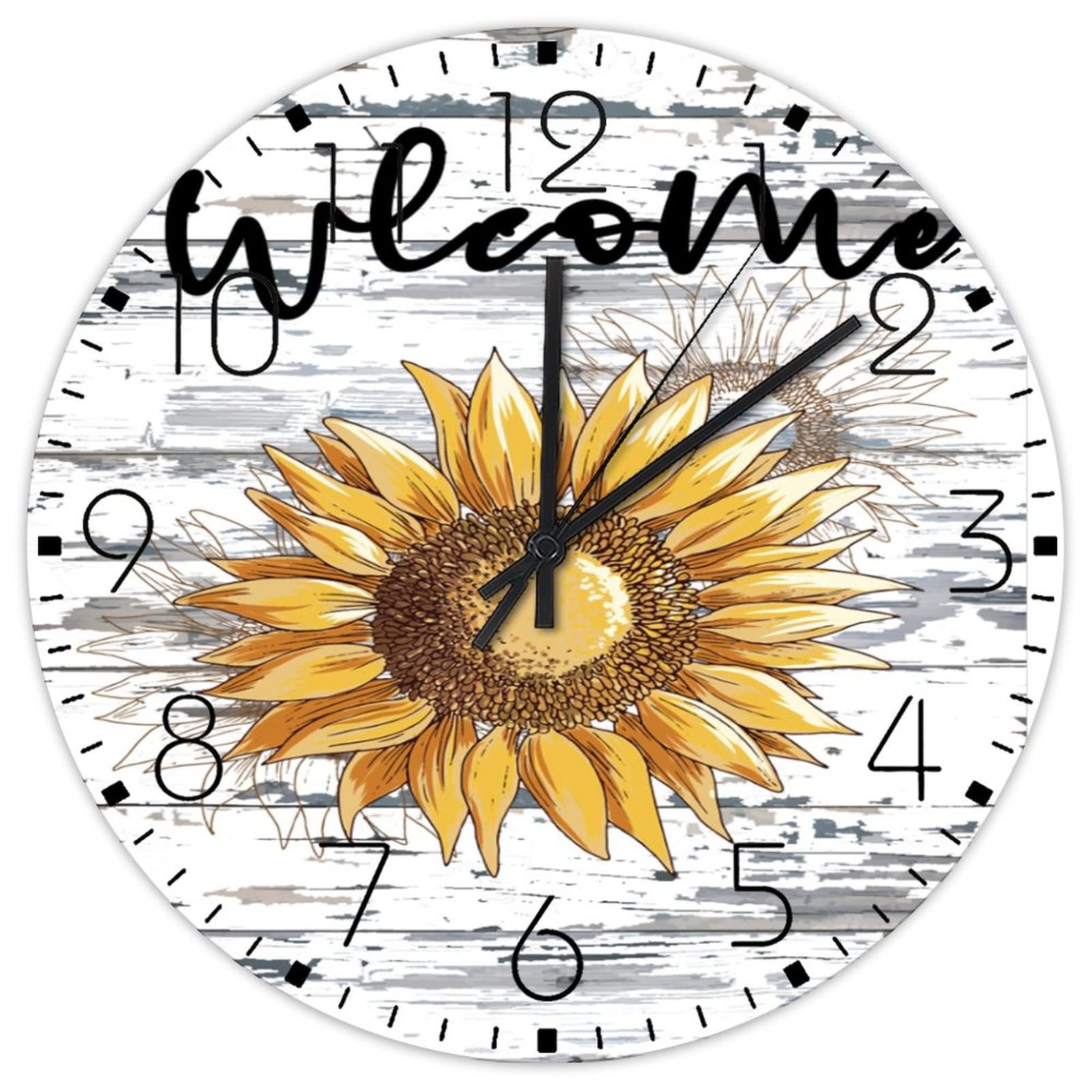 Horloge vintage tournesol pour décorer un garage ou un entrepôt rétro en bois