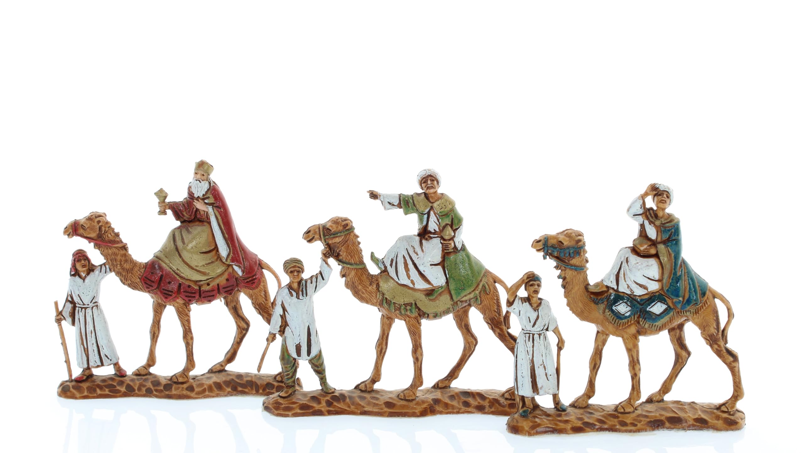 Moranduzzo Men's White Three Wise On Camel Suitable For 1.38 Inch Crib Scale 1:50 – Micro 1.38" – Indestructible Figurine, 18Th Century Style, Hand-Finished, Sculptor M. Landi, Made In Italy