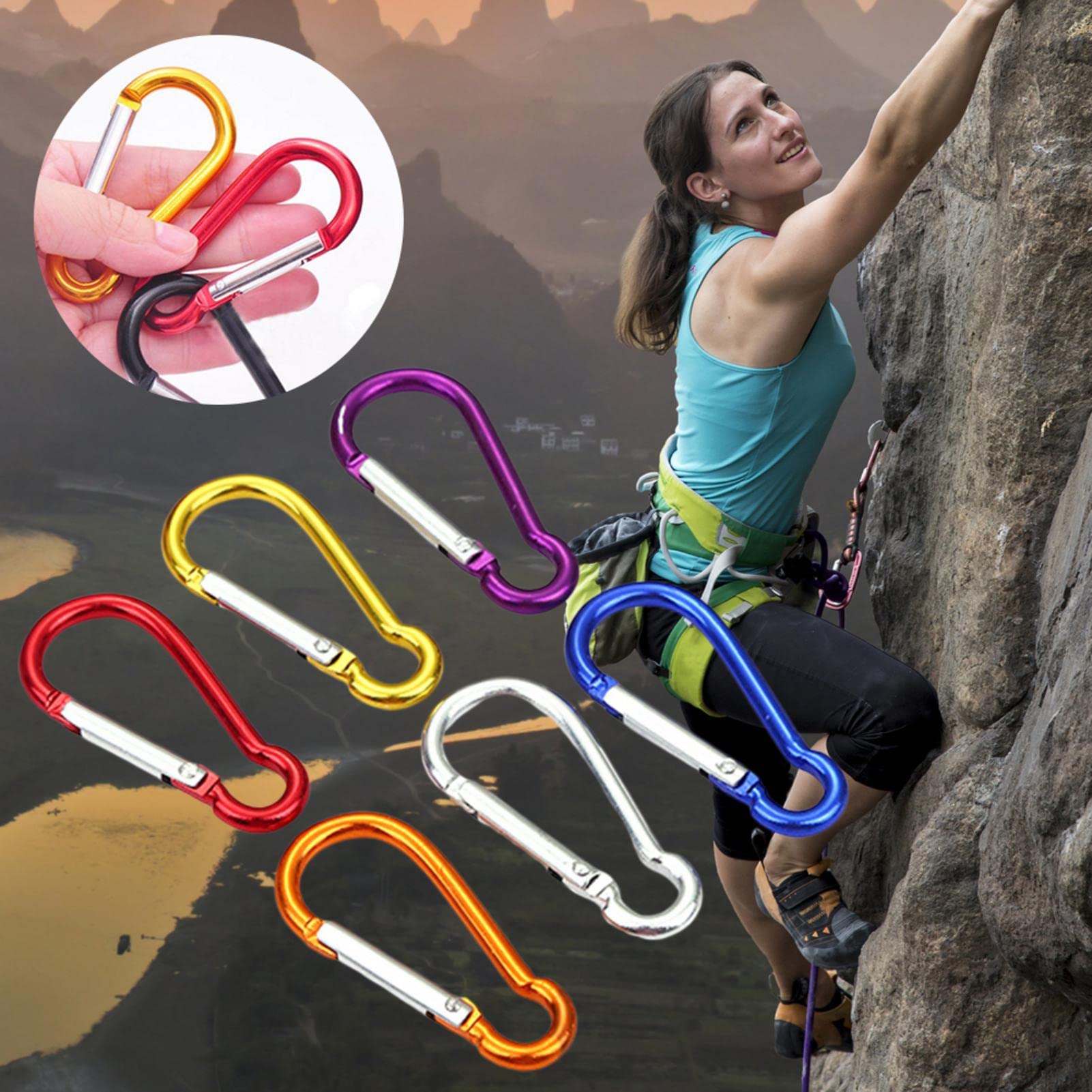 20 Moschettoni In Alluminio Da 48 Mm, Colori Assortiti, Clip A Molla Per Chiavi, Zaino, Campeggio E Outdoor (non Per Arrampicata)