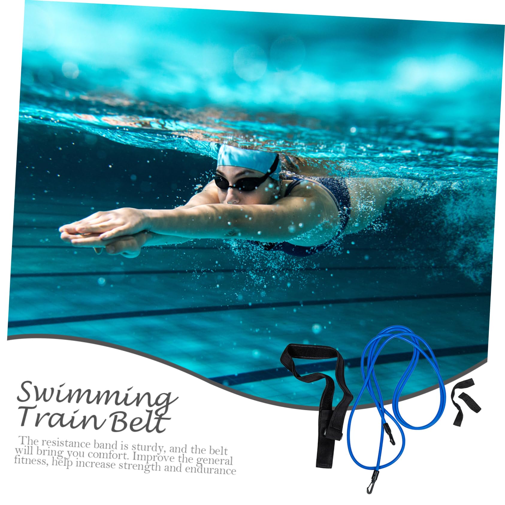 WOONEKY 2 Set di Kit per Lallenamento al Nuoto Cintura Elastica Set di Resistenza al Nuoto Attrezzi per Esercizi di Nuoto Allenamento in Piscina per Il Fitness