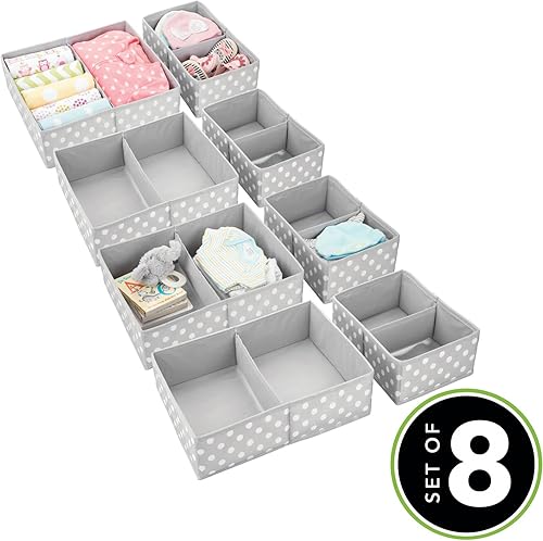 mDesign Organizador de cajones de tela, cómoda de guardería para bebé, armario, estante, organización de sala de juegos, sostiene ropa, juguetes,