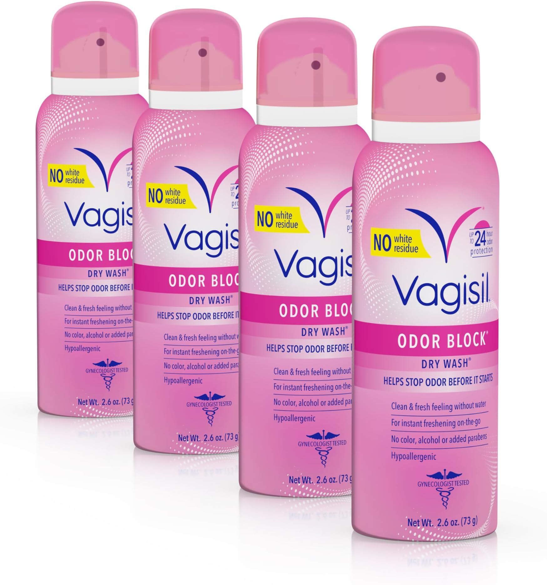 Odor Block Dry Spray, Hypoallergenic, pH Balanced, 2.6 Oz (4 Pk)