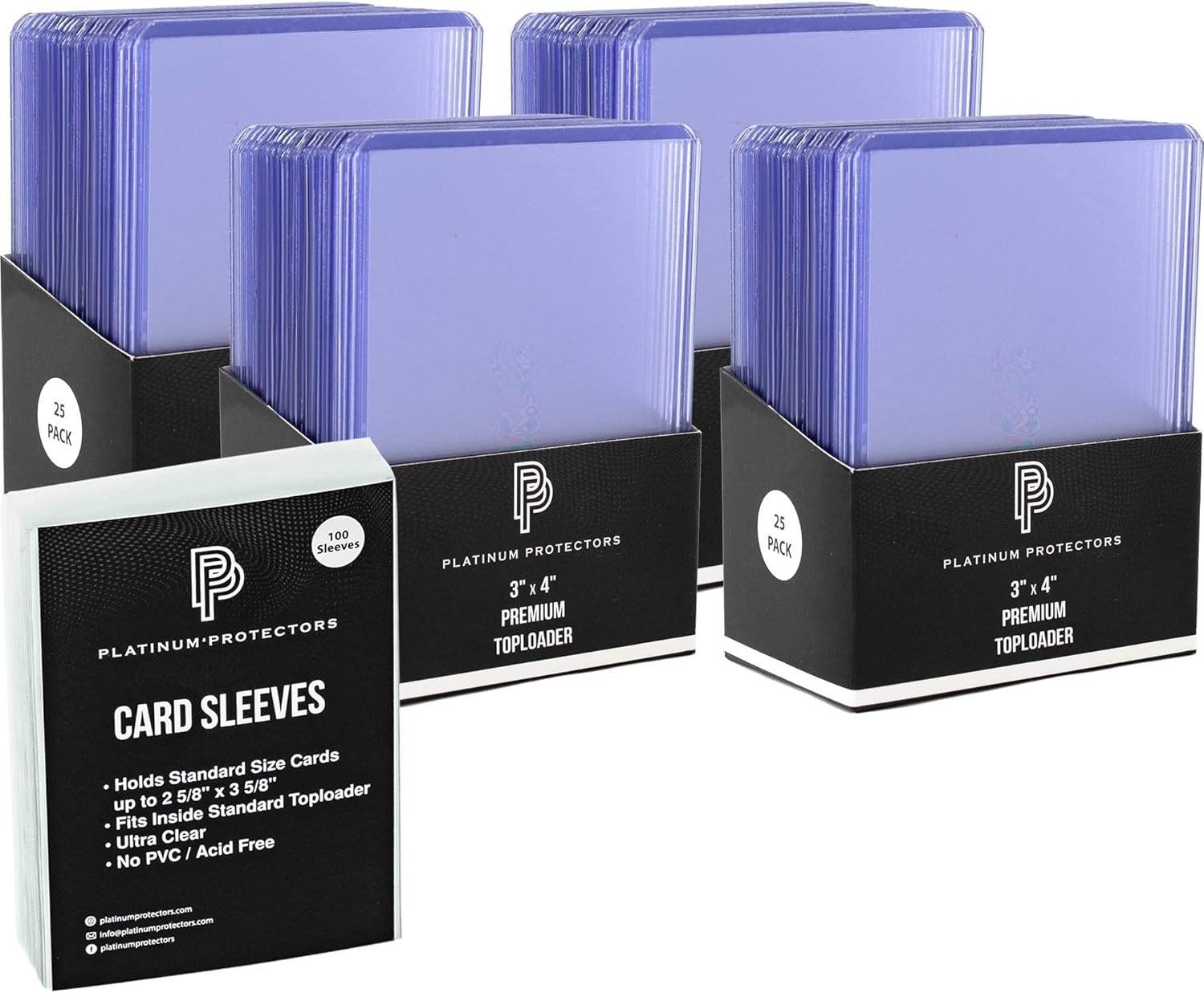 Platinum Protectors Premium Top Loaders (200 ct) and Ultra Clear Soft Penny Sleeves (200 ct) Bundle for Standard Trading Cards
