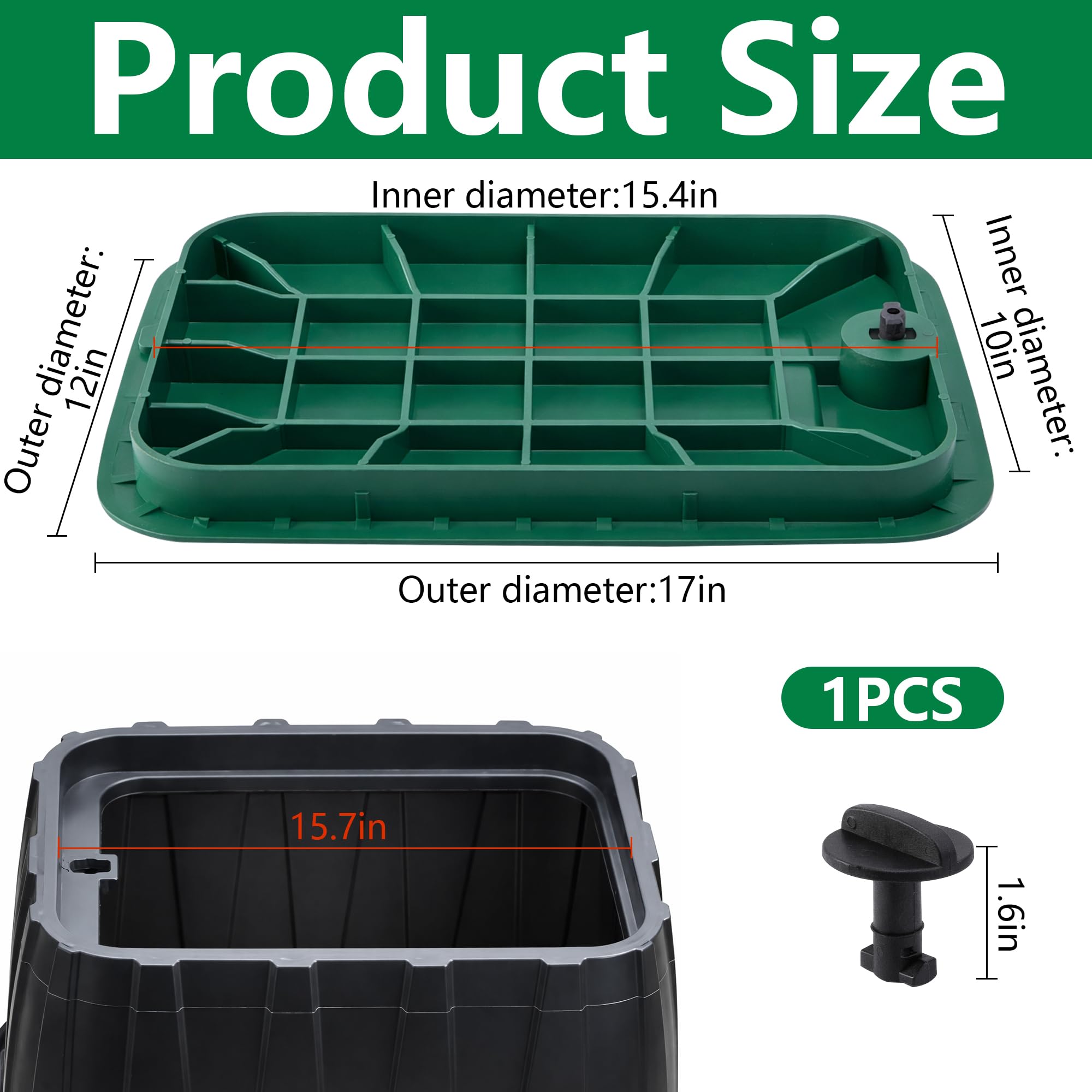 Condition photo showing New/Like New for ebaokuup 12 x 17 inch irrigation valve box cover, rectangular sprinkler valve lids with plug, sprinkler valve cover replacement for outdoor irrigation watering equipment, only covers, box not included