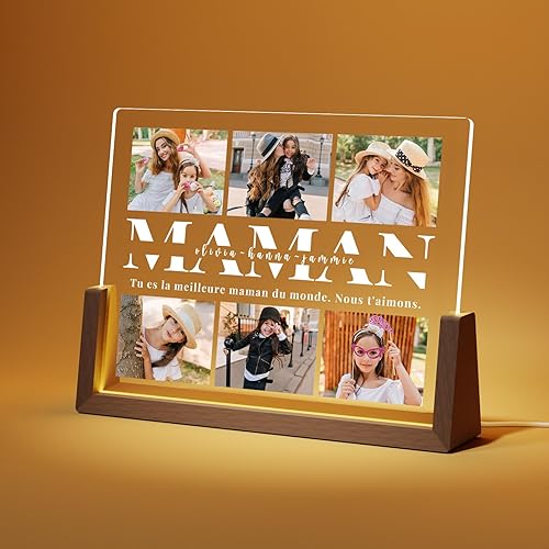 LUCKOR Cadeau Fete des Meres Personnalisé Cadre Photo pour Maman