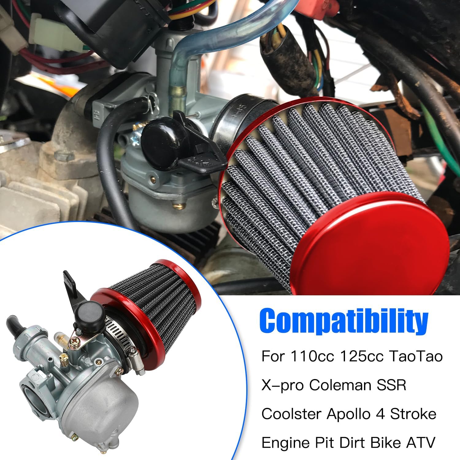 YOXUFA PZ22 Carburetor 22 mm Carb Throttle Cable Grip for 110cc 125cc ATV Pit Dirt Bike Coolster Mountopz SSR TaoTao DB14 DB24 Apollo Xpro Hawk 4 Stroke Chinese Quad Parts