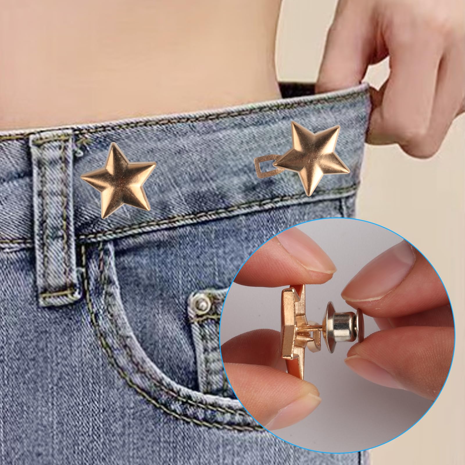 4 Sets Stern Hosenknöpfe - Engermacher Für Jeans Ohne Nähen