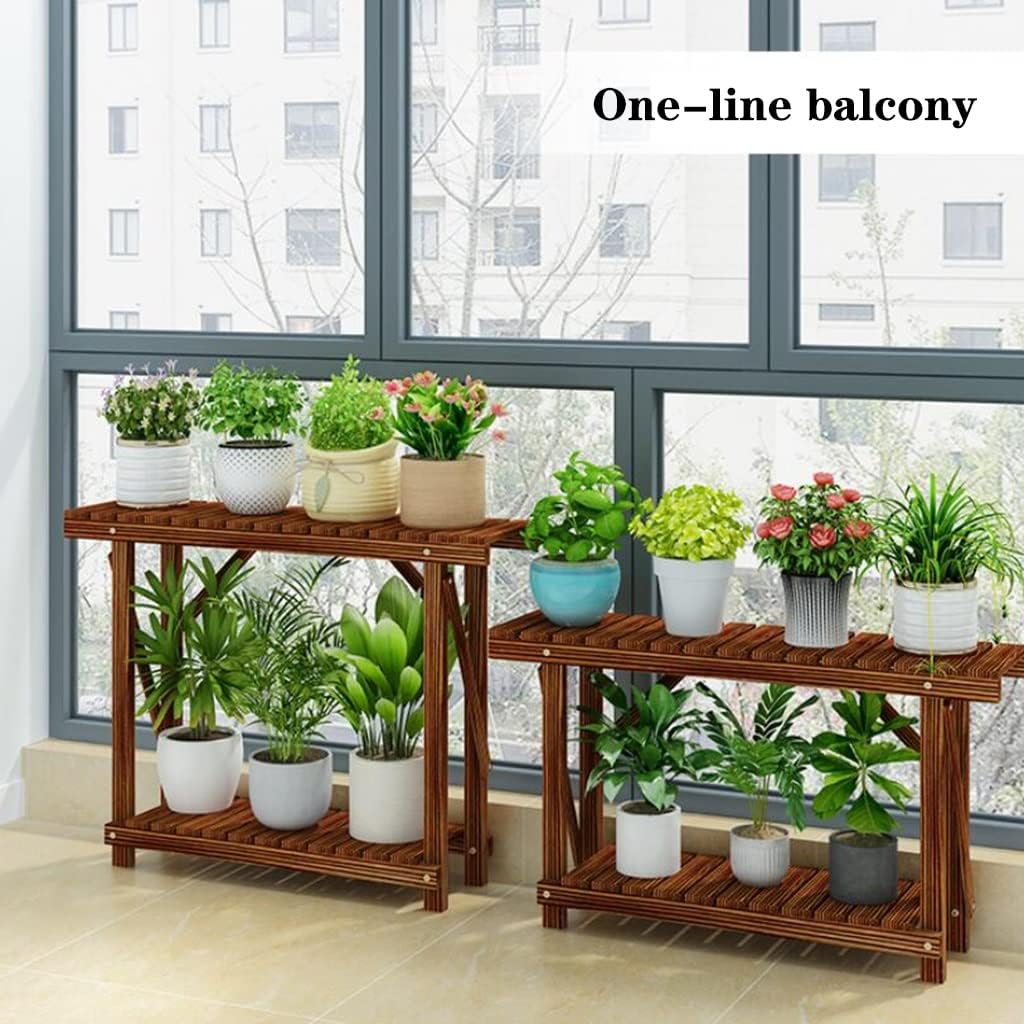 Garden Balcony Wall Corner Flower Stand Porch Shoe Rack Storage Shelf Green Plant Potting Stand Double Layer Flower Pot Stand(95 * 25 * 72cm)