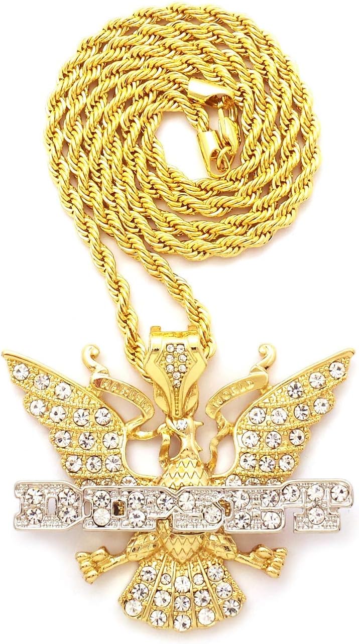 SJ New ICED Out Dipset Pendant 4mm/24 Rope Chain Hip HOP Necklace (Gold/Silver - RC3253TT)