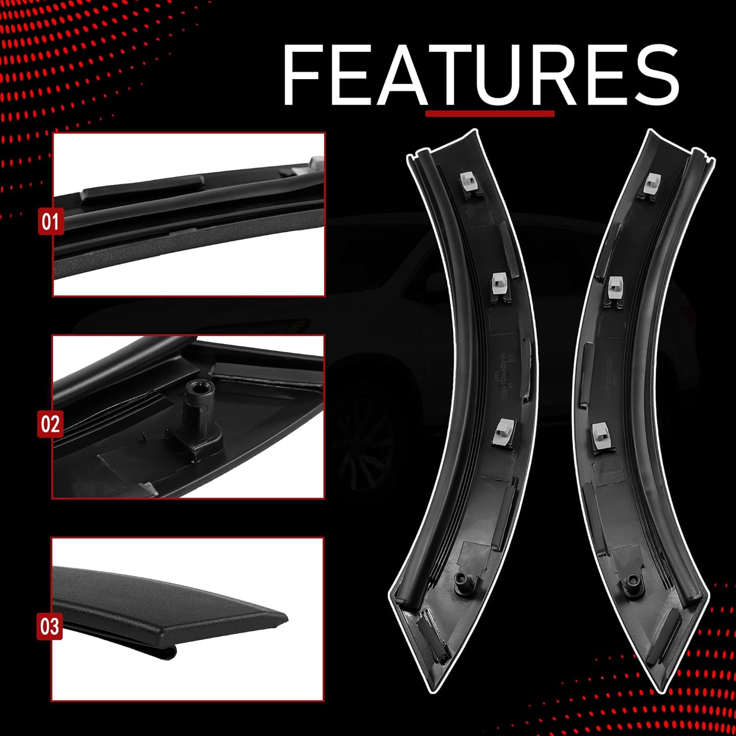 2 PCS Rear Door Wheel Arch Molding Garnish Trim LH & RH Compatible with 2016-2022 Honda Pilot 2019-2023 Honda Passport Replaces 75395-TG7-A01 75390-TG7-A01